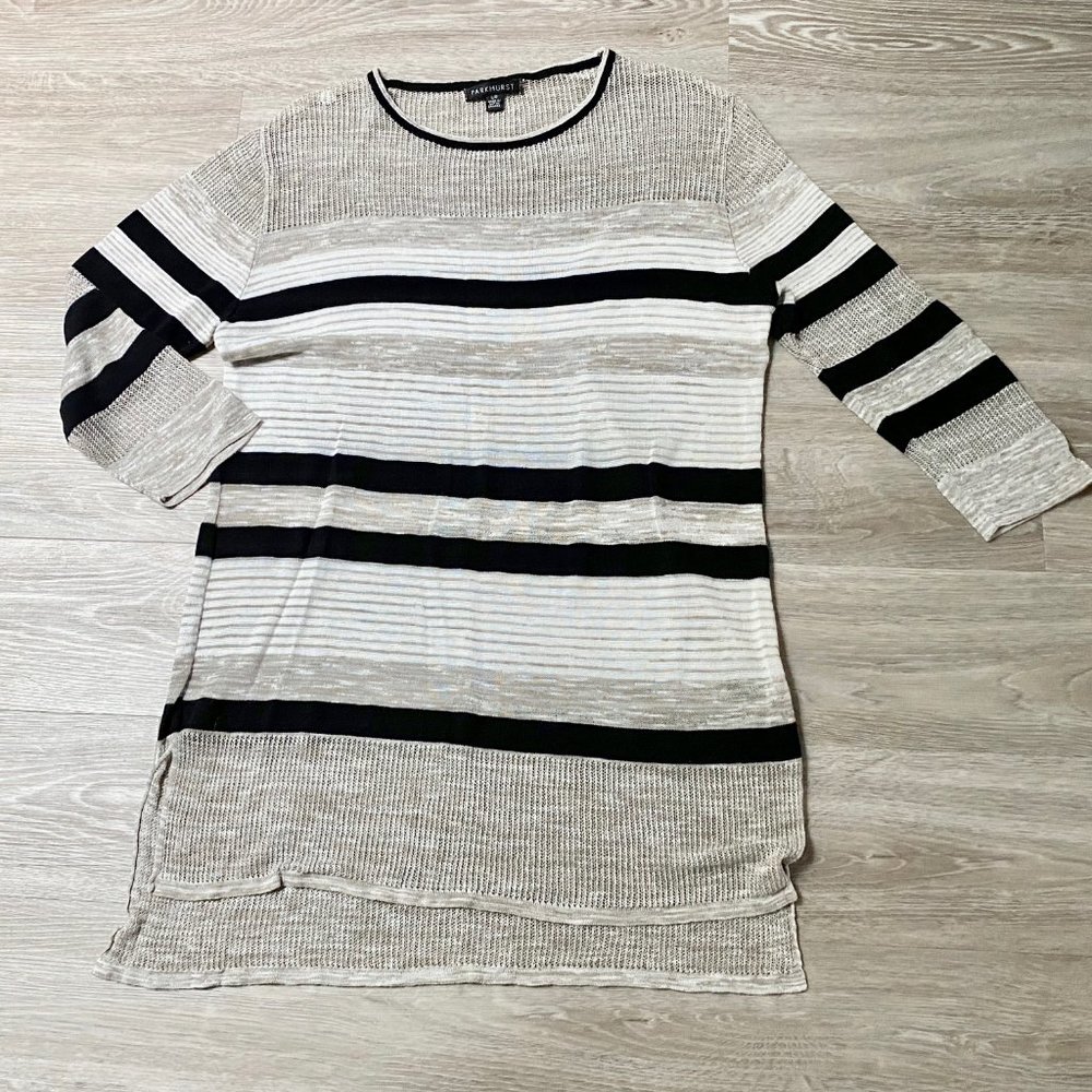 (9) Parkhurst Fisherman Lagenlook Knit Linen/Cotton Boho Tunic Top Sweater L
